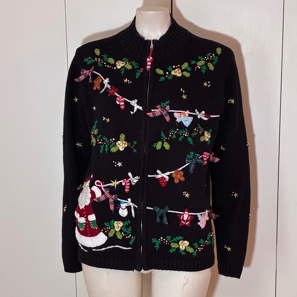 Vintage Designer Originals Studio Christmas Cardigan Sweater Size LARGE - Picture 1 of 9